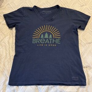 Life Is Good Navy Blue Breathe Short Sleeve Tee